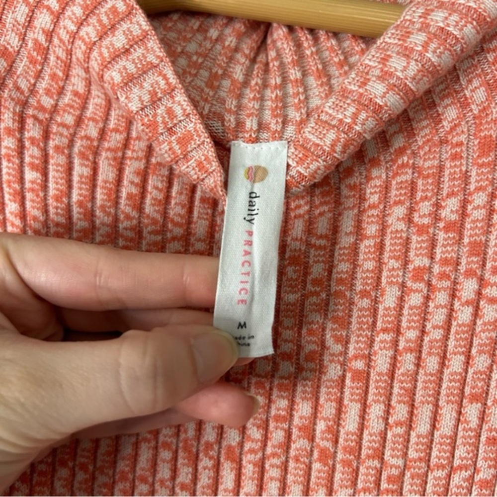 Daily Practice by Anthropologie Mock-Neck Ribbed Midi Dress in Coral - Picture 7 of 8